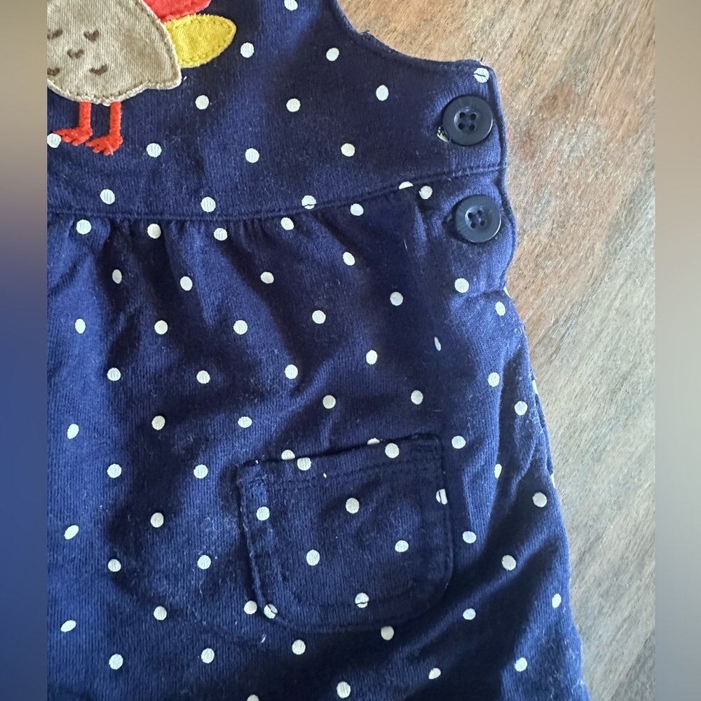 Thanksgiving Turkey Navy Polka Dot Baby Jumper - Picture 4 of 5